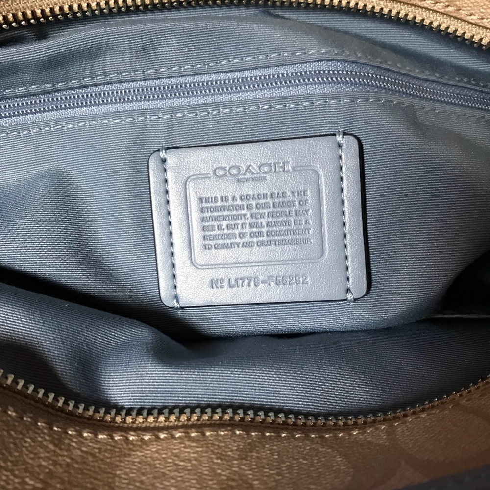 Coach khaki/blue leather city zip tote NWT - Picture 3 of 8